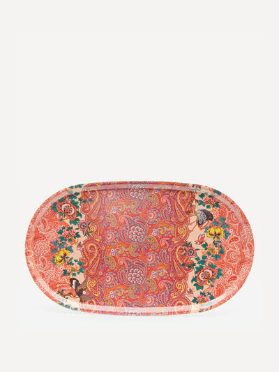 Avenida Home Orange paisley floral oval tray at Collagerie