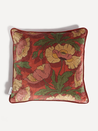 Liberty London Butterfield square cotton velvet cushion in lacquer at Collagerie