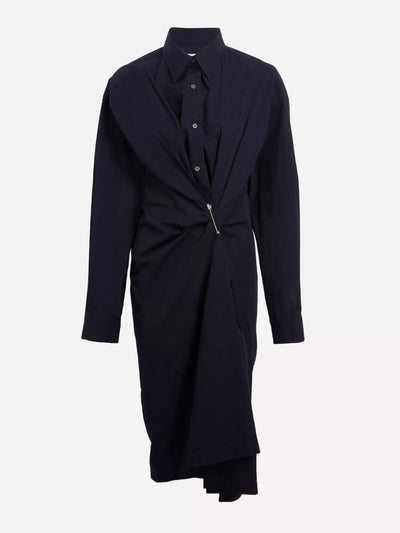 Dries Van Noten Navy cotton gabardine shirtdress at Collagerie