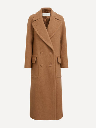 Dries Van Noten Camel double-breasted wool coat at Collagerie