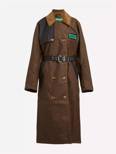 Barbour X Ganni Waxed trench coat at Collagerie