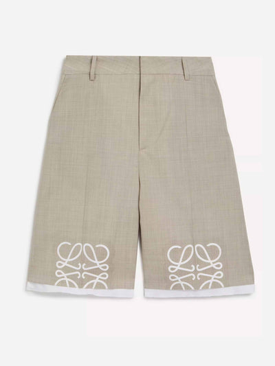 Loewe Anagram wool shorts at Collagerie