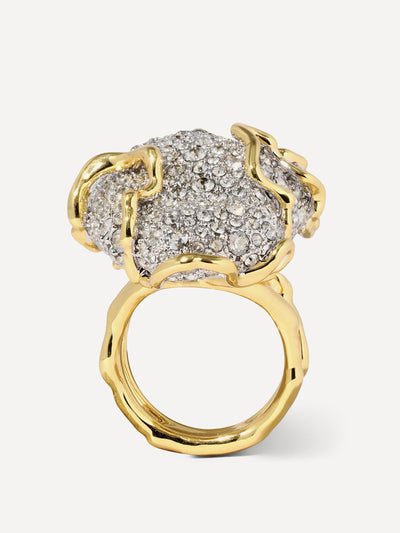 Alexis Bittar 14kt gold-plated Solanales crystal pave pebble ring at Collagerie