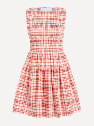 Hill House Home Cherry watercolour gingham cosima mini nap dress at Collagerie