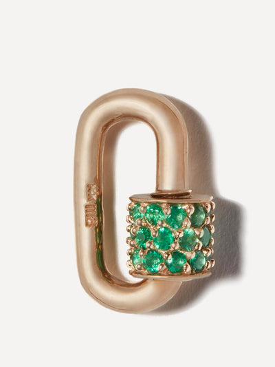 Marla Aaron 14kt gold stoned chubby babylock carabiner clasp at Collagerie