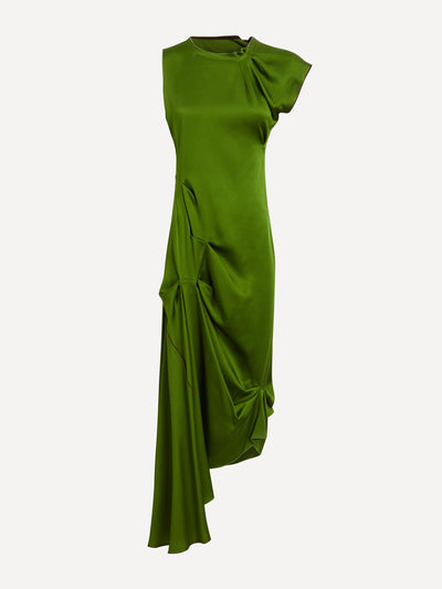 Victoria Beckham Algae draped tuck detail midi dress at Collagerie
