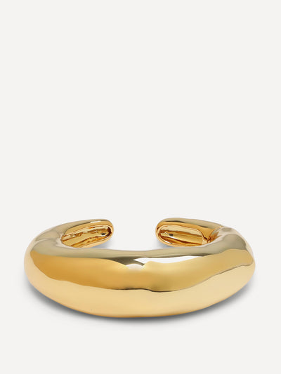 Alexis Bittar 14kt gold-plated large molten hinged cuff bracelet at Collagerie