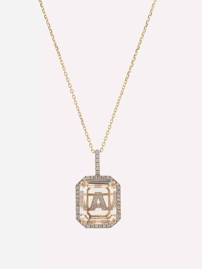 Mateo Crystal quartz initial pendant necklace at Collagerie