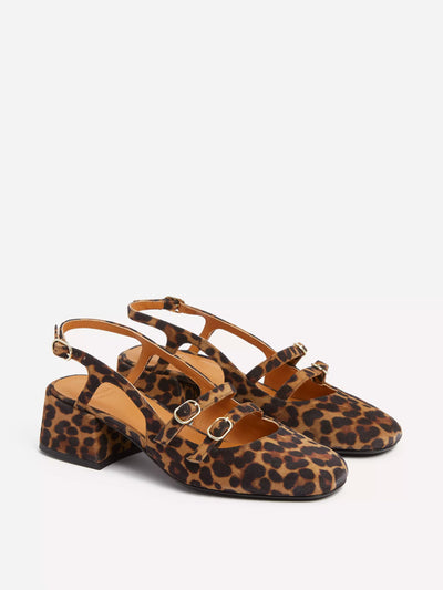 Sézane Paula babies sling-back heels in leopard at Collagerie