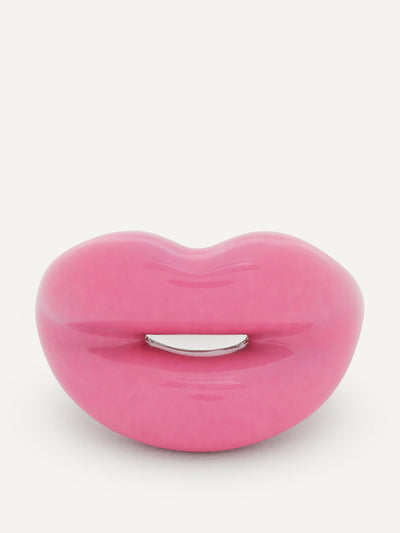 SOLANGE AZAGURY-PARTRIDGE Bubble-gum pink Hotlips ring at Collagerie