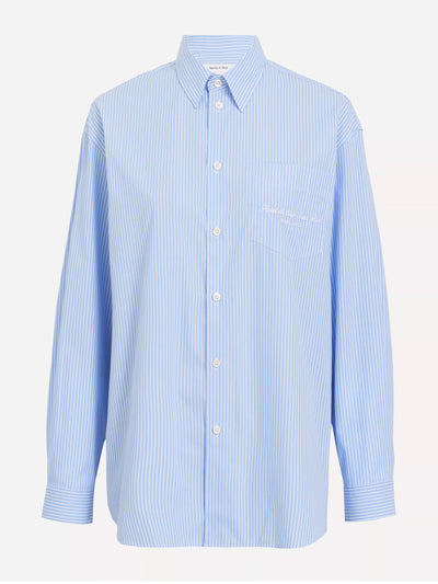 Sporty & Rich Hotel du cap cursive poplin oversized shirt at Collagerie