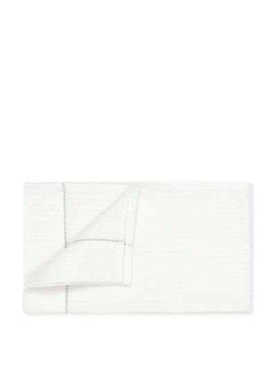 Volga Linen Ivory white waffle Liège hand towel with parma grey hemstitch at Collagerie