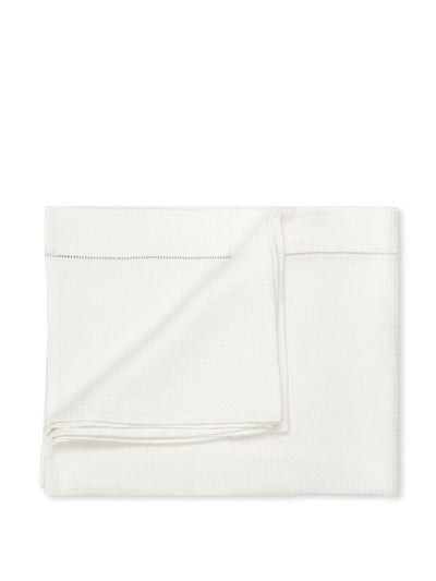 Volga Linen Ivory white waffle Liège bath sheet with parma grey hemstitch at Collagerie