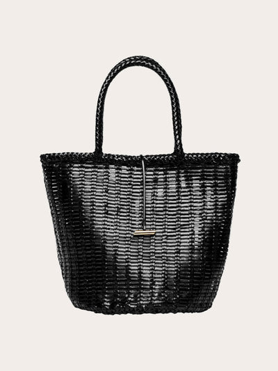 Liffner Round leather basket black at Collagerie