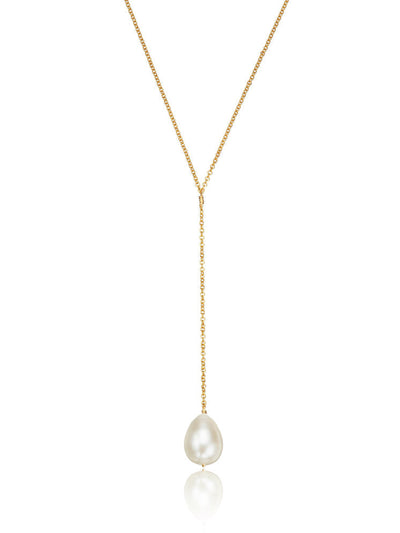 Lily & Roo Gold large pearl lariat necklace at Collagerie