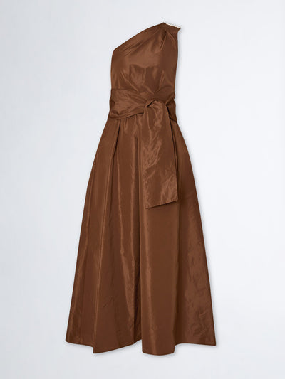 Liu Jo Brown one-shoulder taffeta dress at Collagerie