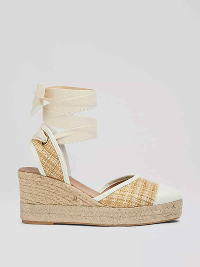 LK Bennett Jute and leather wedged espadrille sandals at Collagerie