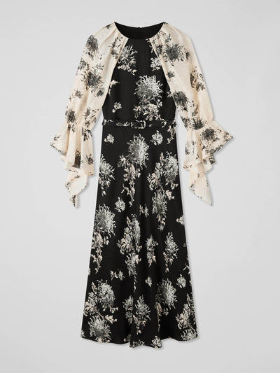 LK Bennett Mimi birch floral print viscose dress at Collagerie