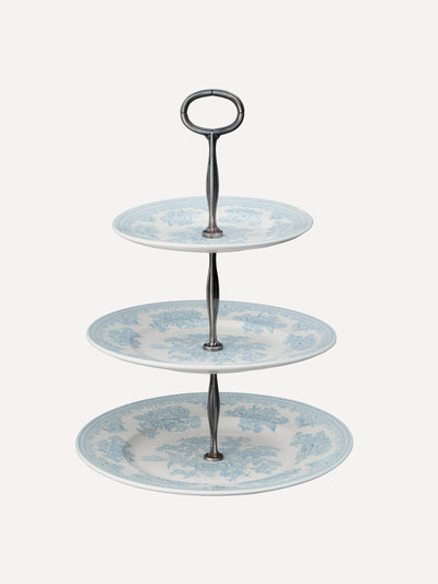 Burleigh Blue Asiatic Pheasants three-tier cake stand at Collagerie