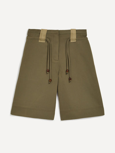 Ganni Heavy twill wide shorts at Collagerie