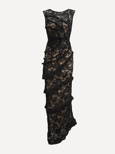 Georgia Hardinge Black spiral floor-length dress at Collagerie
