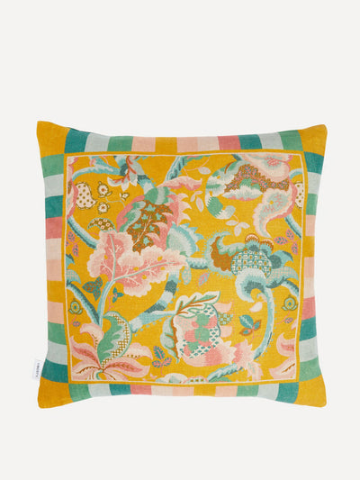 Liberty French brocade square linen cushion at Collagerie