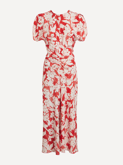 Victoria Beckham Chilli blush gathered waist midi dress at Collagerie