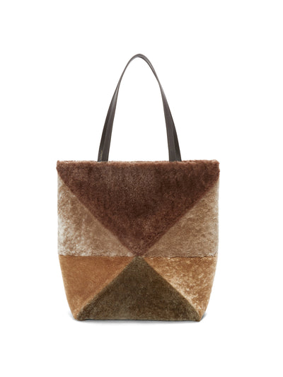 Loewe Large Puzzle Fold tote in shearling at Collagerie