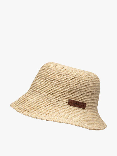 Longchamp Natural raffia bucket hat at Collagerie