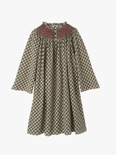 Longchamp Vichy jacquard dress in artichoke at Collagerie