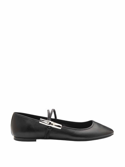 Longchamp Le Roseau ballerinas black leather flats at Collagerie