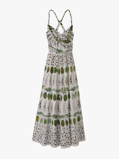 Longchamp Green printed poplin long dress at Collagerie