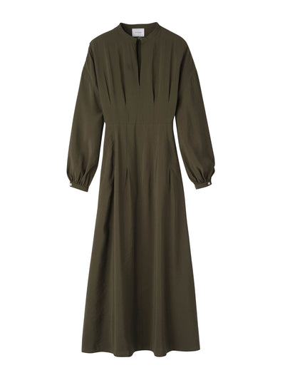 Longchamp Khaki fluid crepe long dress at Collagerie