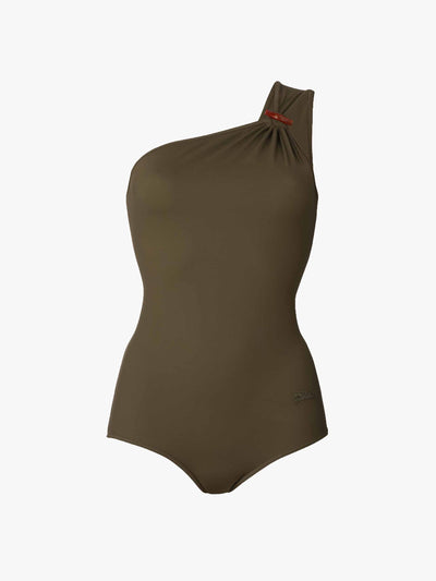 Longchamp Khaki jersey swimsuit at Collagerie