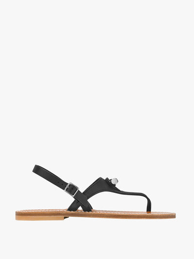 Longchamp Black leather sandals at Collagerie