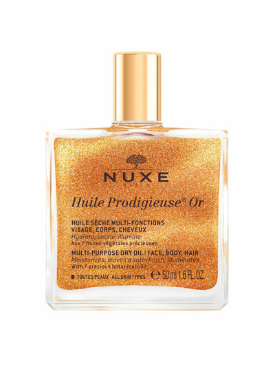 Nuxe Huile Prodigieuse golden shimmer multi usage dry oil at Collagerie