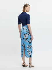 Lorelei skirt in blue dahlia floral print taffeta faille Skirts Emilia Wickstead    - Collagerie