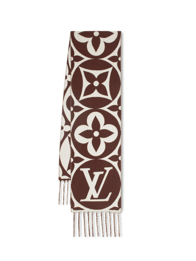 Louis Vuitton LV medallion brown scarf at Collagerie