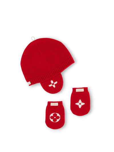 Louis Vuitton Peruvian beanie and mittens set at Collagerie