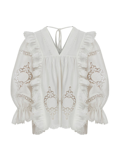 Lug Von Siga White broderie Anglaise blouse at Collagerie