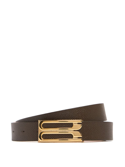 Victoria Beckham Regular Bbuckle grained leather belt at Collagerie