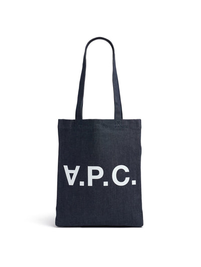 A.P.C. Small logo print cotton denim tote bag at Collagerie