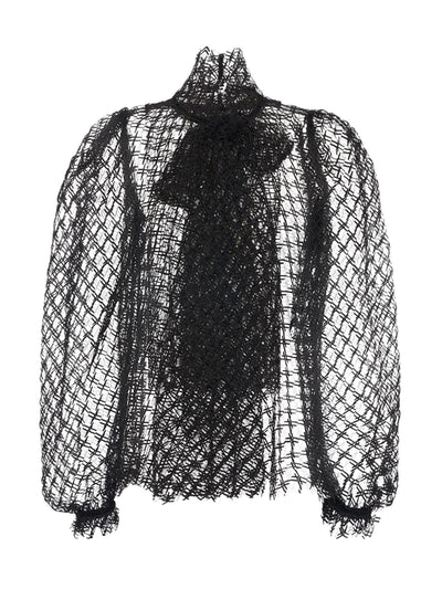 Dolce & Gabbana Mesh pussybow blouse at Collagerie