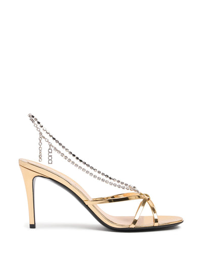 Gucci Leather sandals with crystal chain at Collagerie