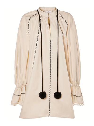 Max Mara Rive cotton minidress with pompoms at Collagerie