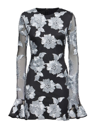 Rotate Flower mesh long sleeve mini dress at Collagerie