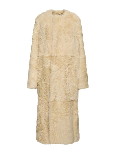 Totême Silky shearling long coat at Collagerie