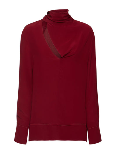 Victoria Beckham Draped scarf-neck silk top at Collagerie