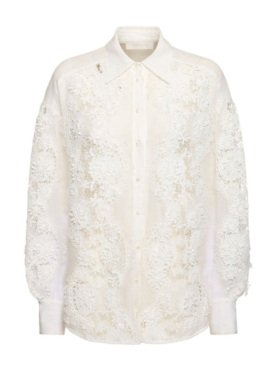 Zimmermann Halliday ramie lace flower shirt at Collagerie