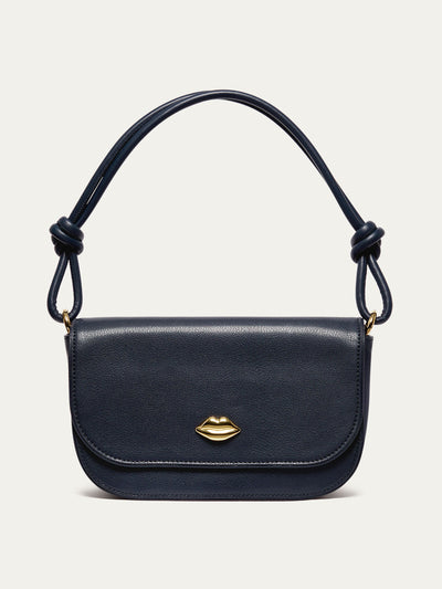 Lulu Guinness Navy leather Cara bag at Collagerie